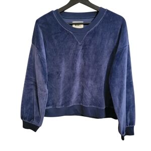 Madewell MWL Blue Velour Pullover Sweatshirt